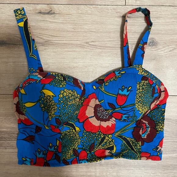 B.O.G Collective Tops - BOG Collective Bustier Crop Top XS Floral Padded Adjustable Straps